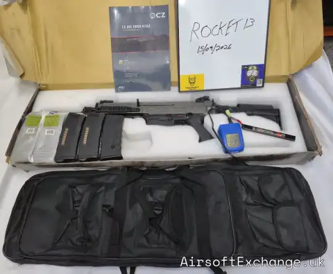 ASG CZ 805 BREN A1/A2 AEG Airsoft Rifle Bundle - Boxed, 4x Mid-Caps, LiPo Battery, Charger & Carry Bag