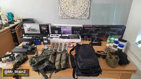 Airsoft Bundle: Tokyo Marui P90 TR, TMG3 High Cycle Custom, ICS MP5, CYMA Deagle + Full Gear