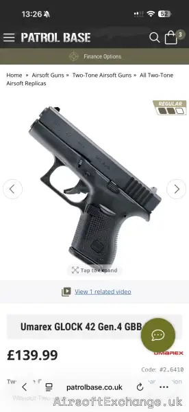 GLOCK 42 Gen.4 GBB Pistol