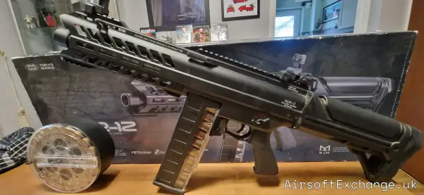 TM SGR-12 Tri shot Shotgun with 2 x lipos plus hi cap drum mag