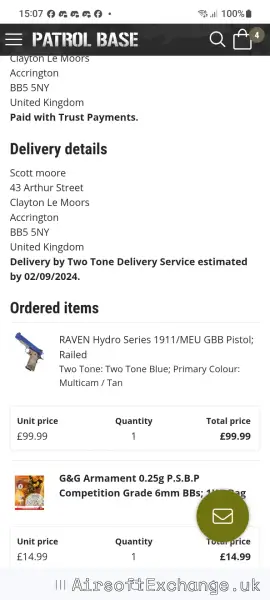 Raven hydro series 1911/meu gbb pistol