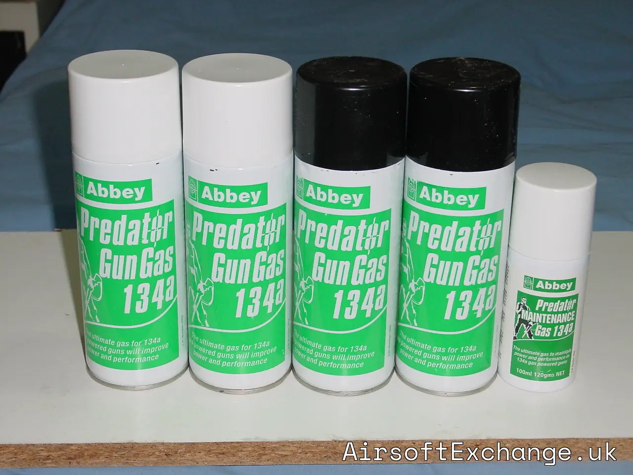 ABBEY AIRSOFT PREDATOR 134a GUN GAS (4 CANS) AND 134a MAINTENANCE GAS