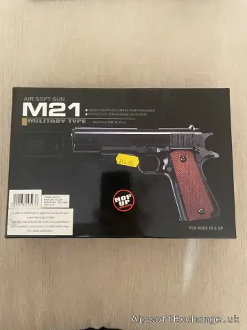 M21 6mm BB Spring Airsoft Pistol – Two Tone Orange – Hop-Up – Boxed