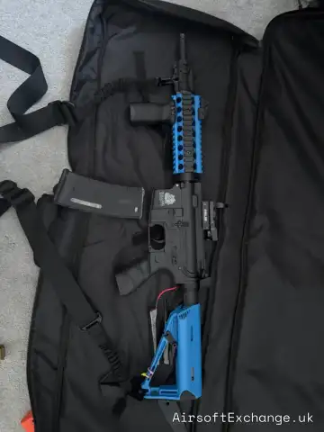 Bulldog Airsoft M4 style Rifle with red dot scope and grip
