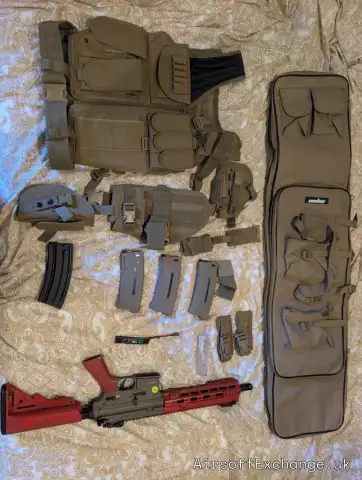 Double Bell HK416a5 - 416 Delta Airsoft AEG Rifle - Good condition, used 3 times + Bag, cross draw vest and accessories, battery included + 3 extra good quality mid caps