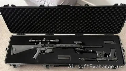 CYMA Platinum CM098 E- Edition SR25  & TM MK23 Bundle + Mags and Nuprol PnP Stackable Case